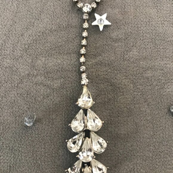 Retired, Signed Carolee Cascading, Silver Tone, Clear White Crystals - Picture 3 of 9